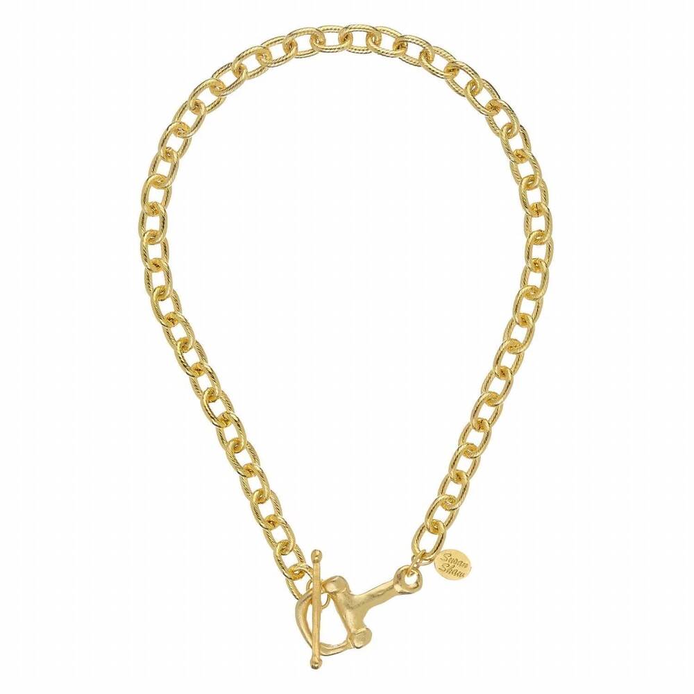 NEW SUSAN SHAW women's felicity toggle necklace in gold